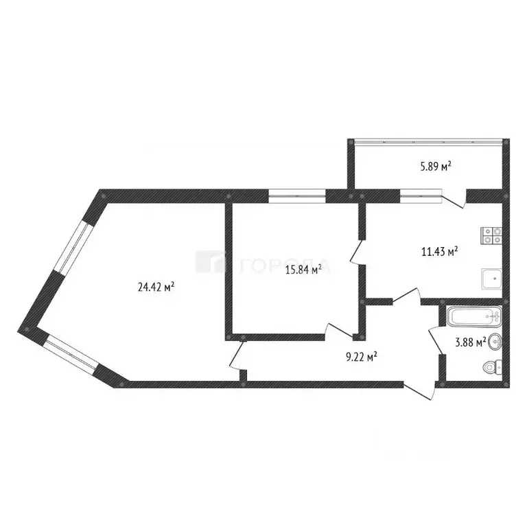 2-к кв. Алтайский край, Барнаул Власихинская ул., 103 (67.7 м) - Фото 2