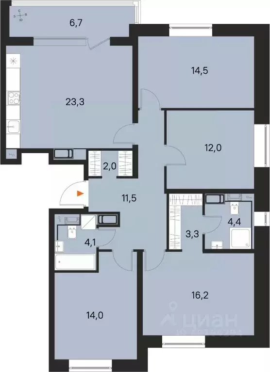 4-к кв. Санкт-Петербург Московское ш., 19к4Е (105.3 м) - Фото 1