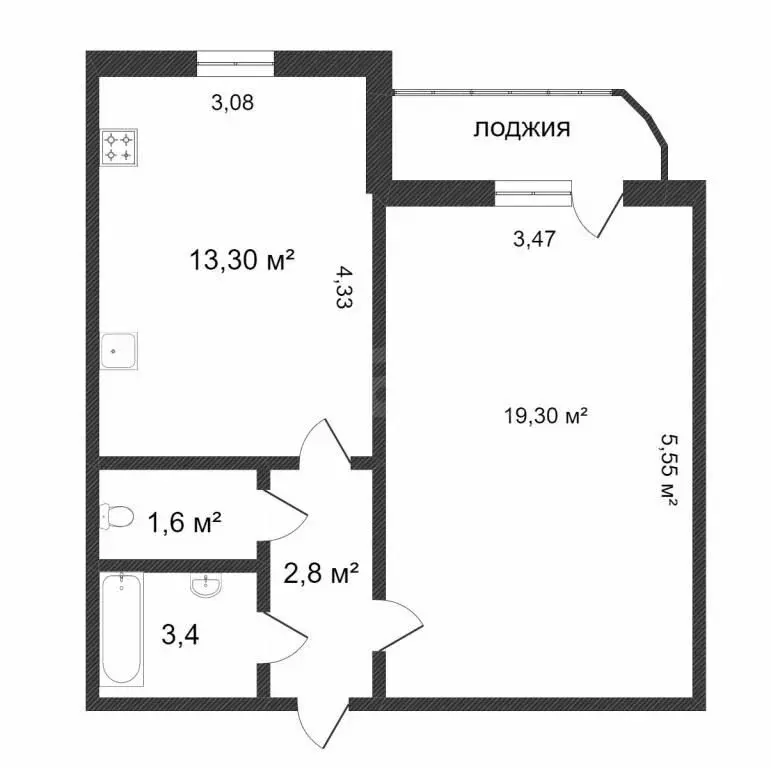 1-комнатная квартира: Тюмень, Широтная улица, 118к2 (45 м) - Фото 1