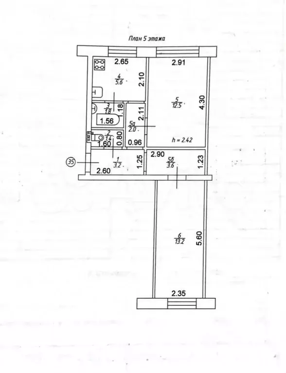 2-к. квартира, 46 м, 5/5 эт. - Фото 0