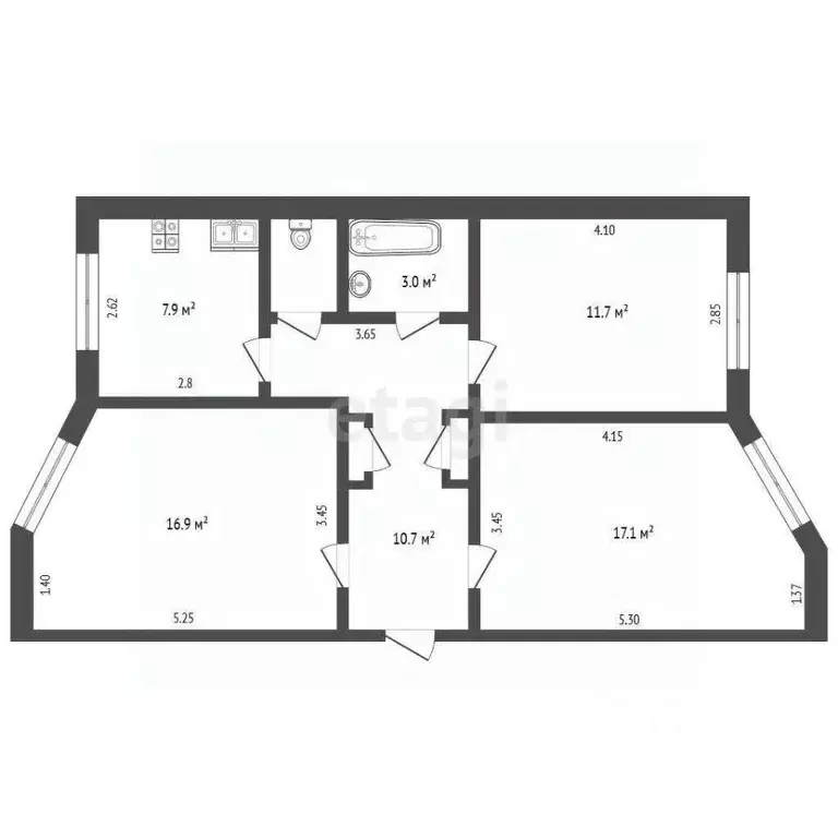 3-к кв. Ямало-Ненецкий АО, Новый Уренгой Молодежная ул., 21 (70.5 м) - Фото 1