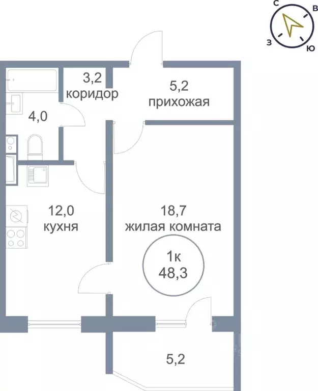 1-к кв. Ханты-Мансийский АО, Нефтеюганск 5-й мкр, 50 (48.3 м) - Фото 1