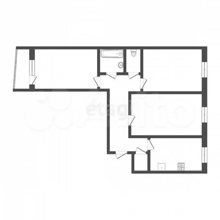 3-к. квартира, 65,5 м, 2/5 эт. - Фото 0
