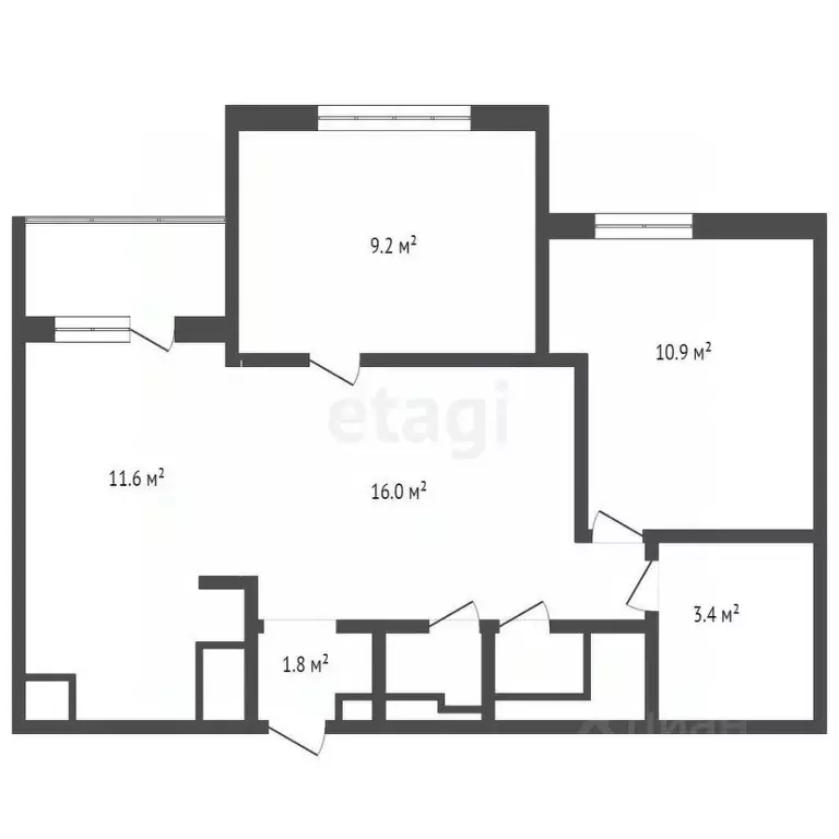 3-к кв. Кемеровская область, Кемерово просп. Шахтеров, 72А (56.0 м) - Фото 1