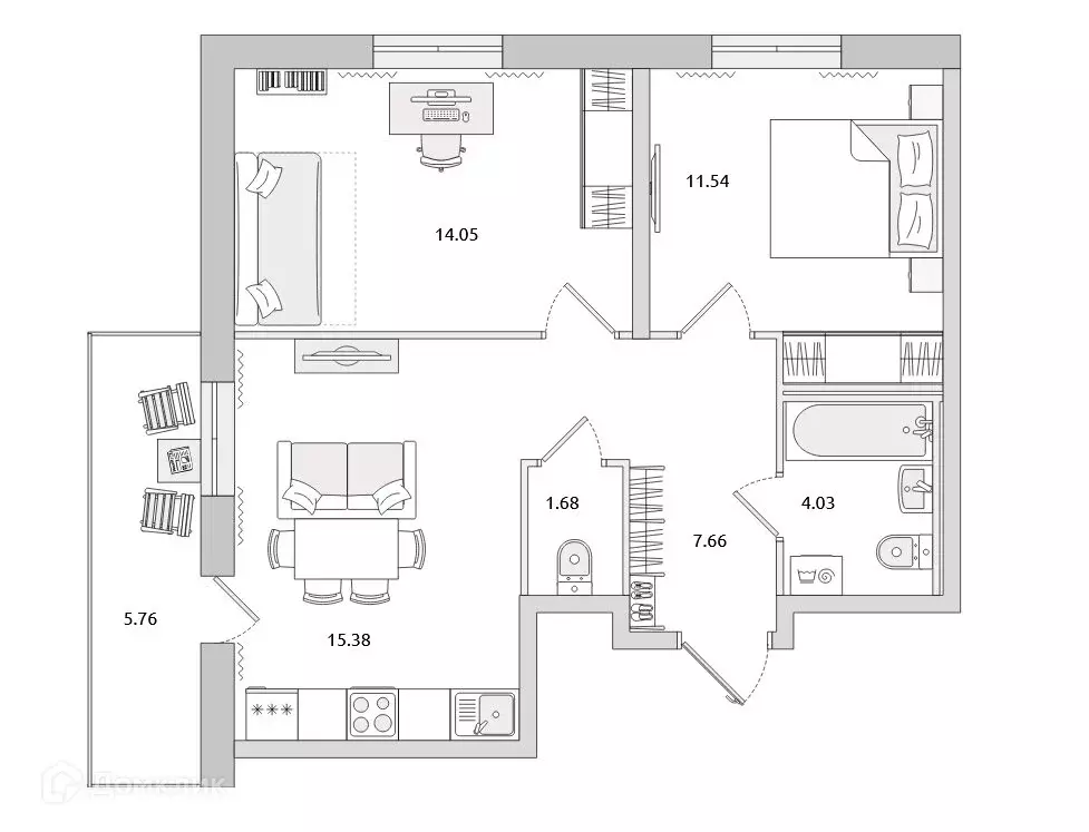 Продаётся 2-к квартира, 54.4 м - Фото 0