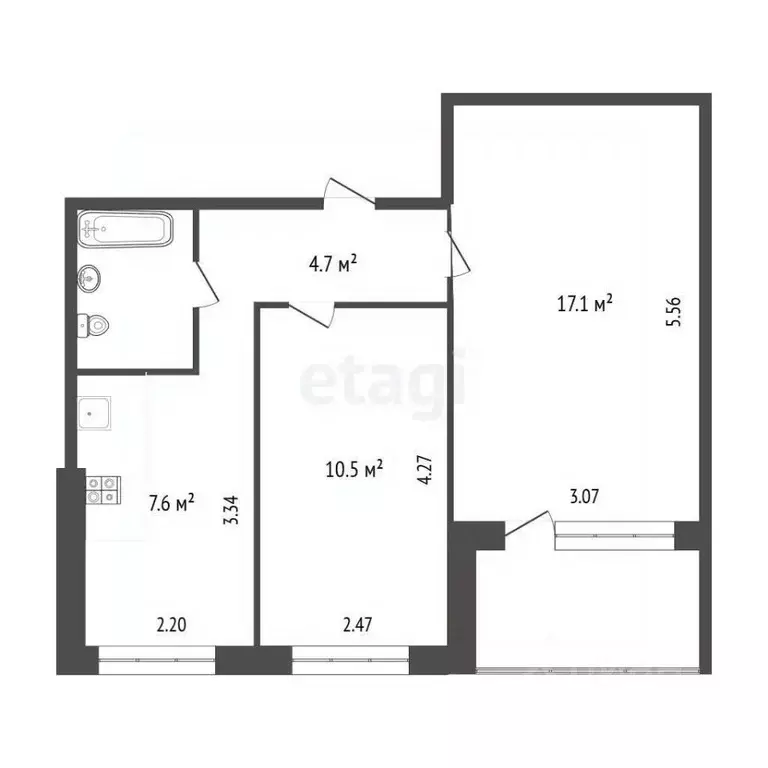 2-к кв. Пермский край, Пермь ул. Пушкина, 7 (43.4 м) - Фото 2