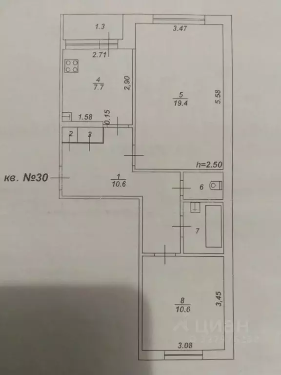 2-к кв. Тверская область, Тверь бул. Гусева, 37 (53.0 м) - Фото 2