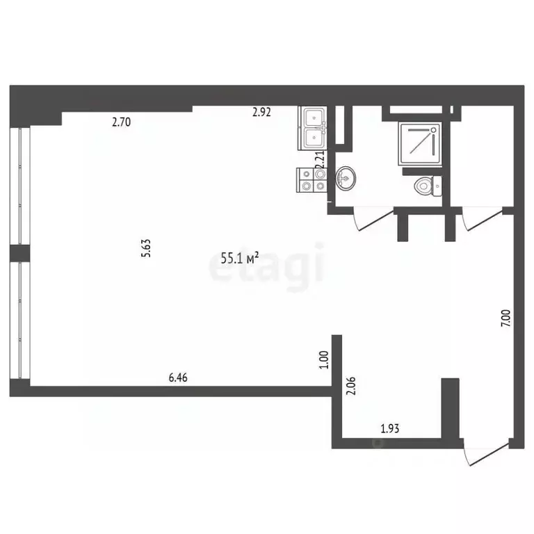 Студия Москва ул. Покровка, 41С2 (12.0 м) - Фото 2