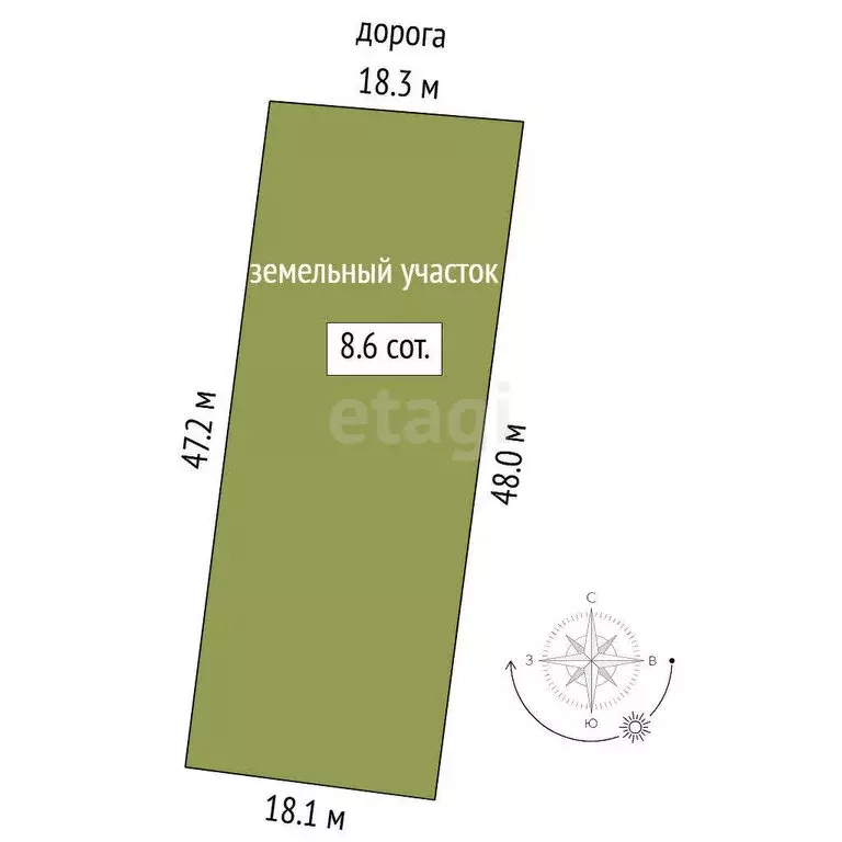 Участок в Тюмень, СНТ Гвоздика, Зелёная улица (8.6 м) - Фото 1