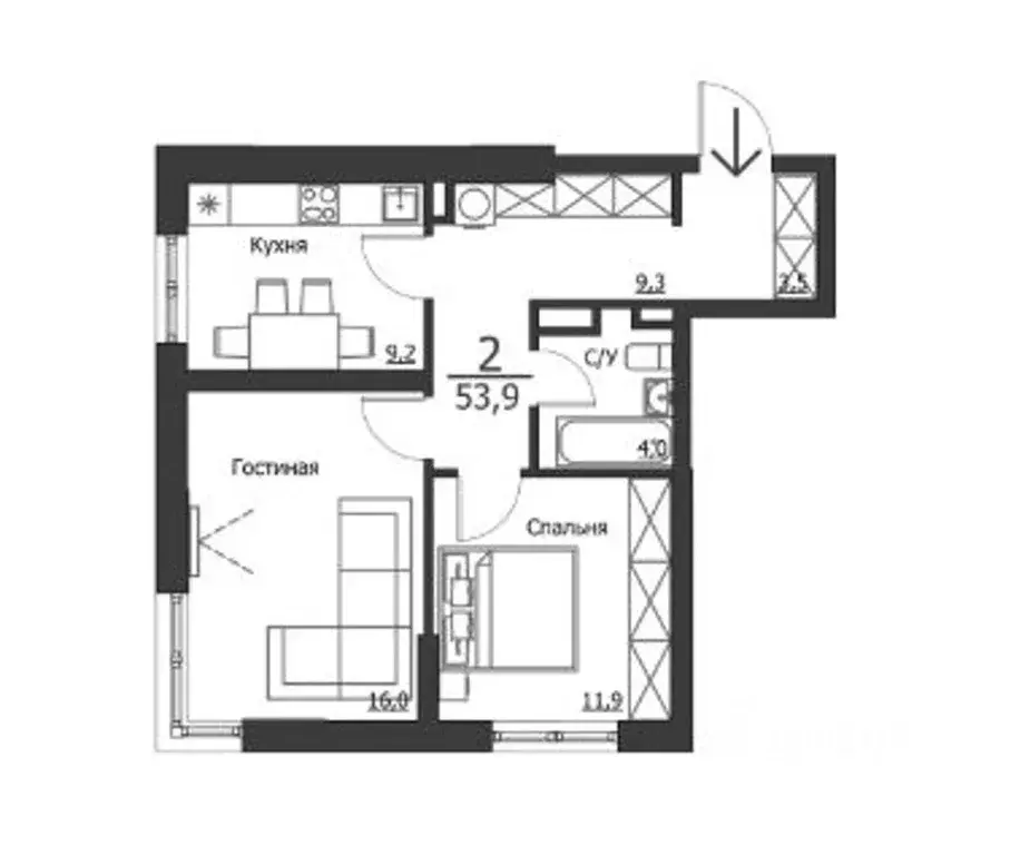 2-к кв. Красноярский край, Красноярск ул. Петра Подзолкова, 15Бк1 ... - Фото 1