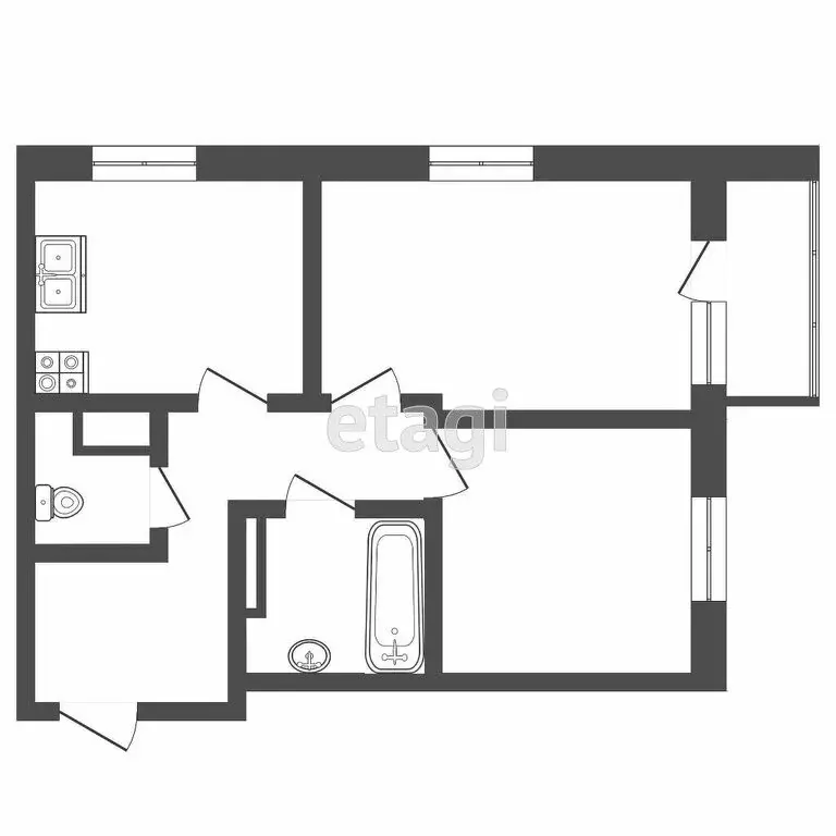 2-комнатная квартира: Тюмень, улица Газовиков, 61 (57.7 м) - Фото 0