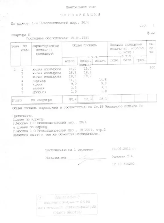 3-к кв. Москва 1-й Николощеповский пер., 20/4 (80.4 м) - Фото 0