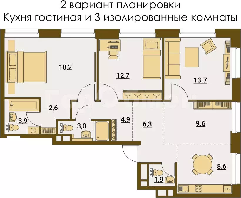 3-комнатная квартира: Москва, Причальный проезд, 10к1 (87 м) - Фото 1