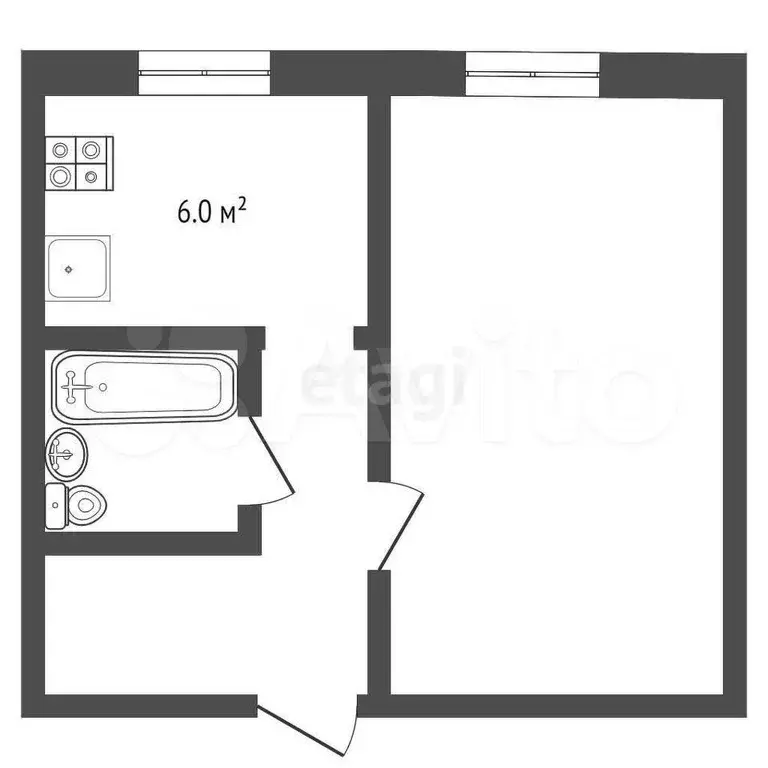 1-к. квартира, 28,7 м, 2/9 эт. - Фото 0