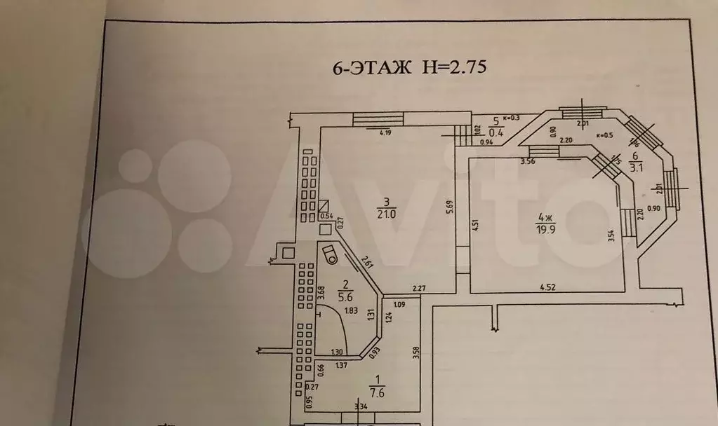 2-к. квартира, 57,6 м, 6/7 эт. - Фото 0