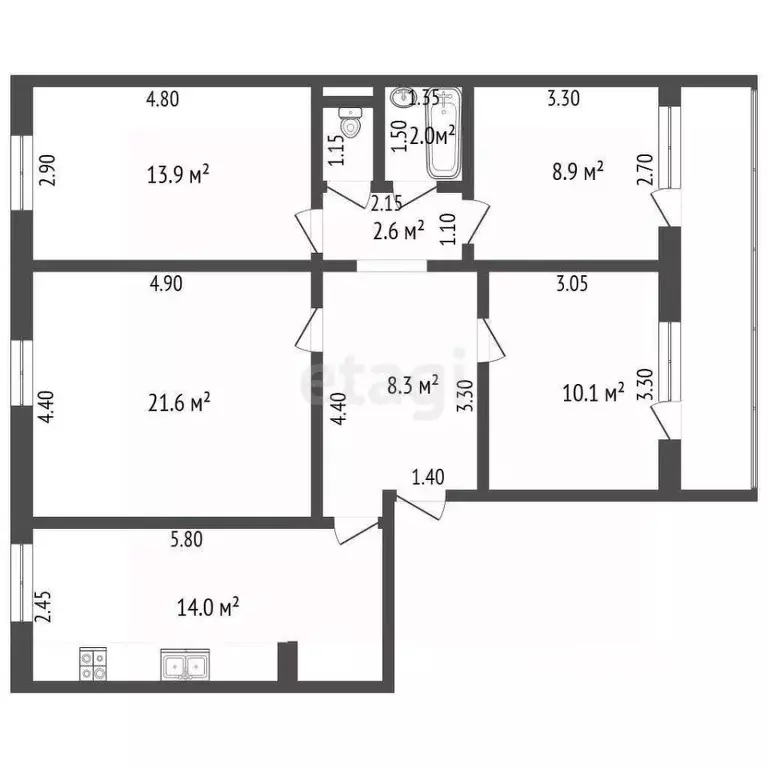 4-к кв. Московская область, Дмитров Чекистская ул., 7 (81.2 м) - Фото 1