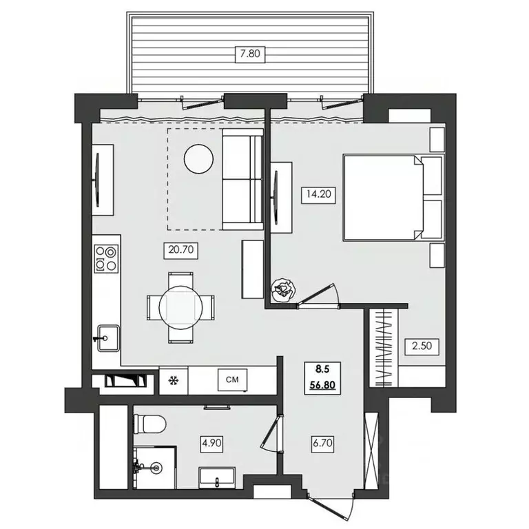 2-к кв. Крым, Алушта ул. Сергеева-Ценского, 4В (56.8 м) - Фото 1