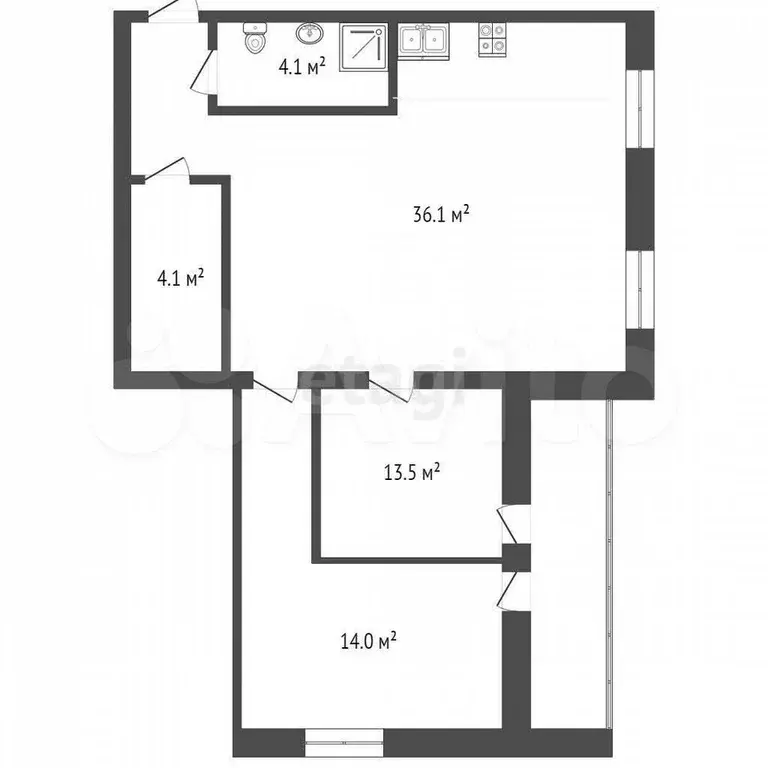 3-к. квартира, 65,6 м, 1/5 эт. - Фото 0