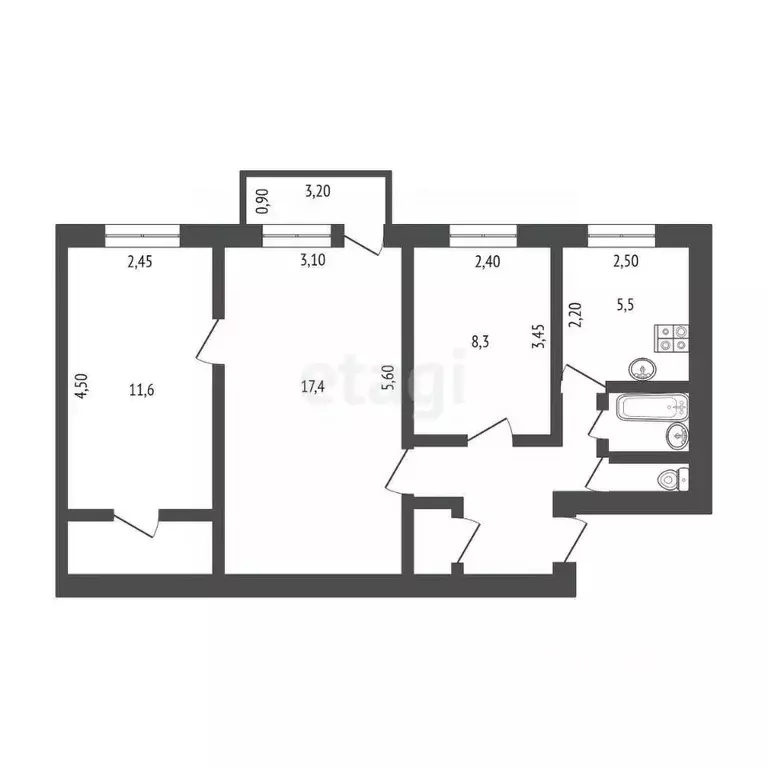 3-к кв. Иркутская область, Ангарск 11-й мкр, 11 (55.5 м) - Фото 1