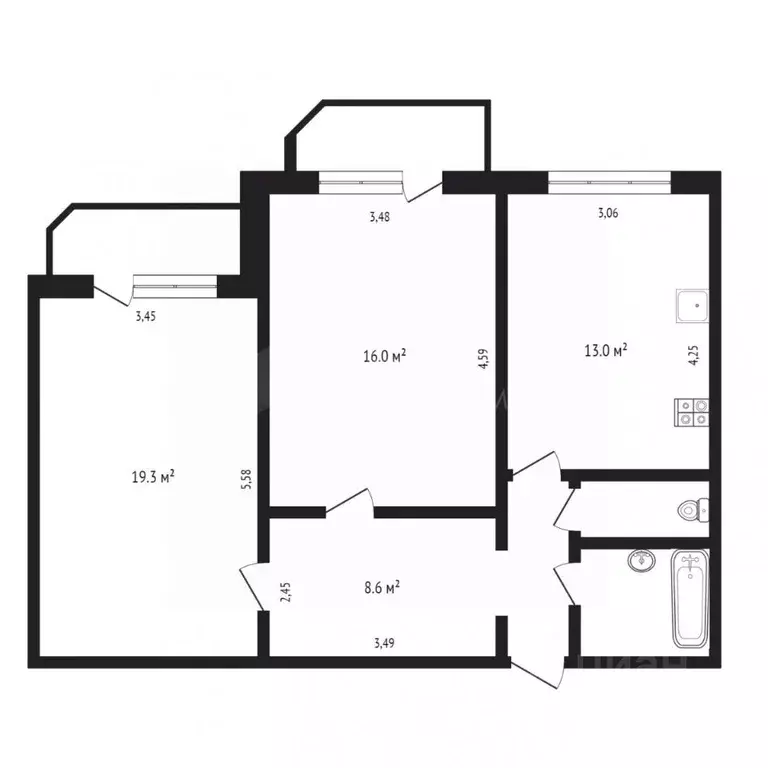 2-к кв. Тюменская область, Тюмень Народная ул., 10 (64.4 м) - Фото 2