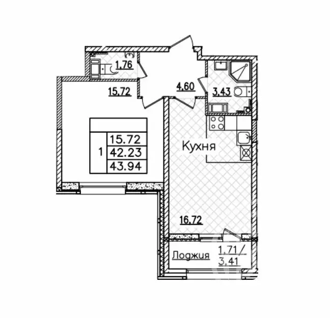 1-комнатная квартира: Санкт-Петербург, проспект Маршала Блюхера, 3к3 ... - Фото 1