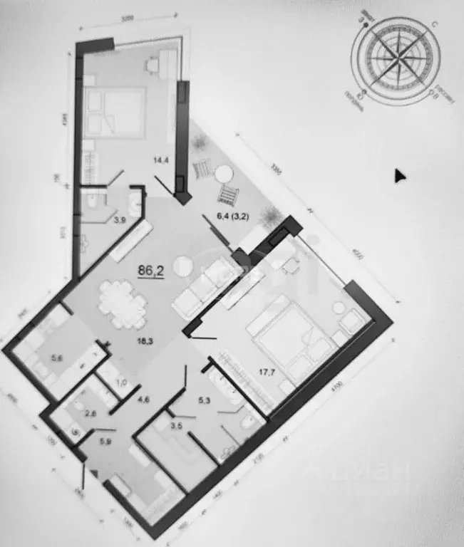 2-к кв. Калининградская область, Калининград ул. Молодой Гвардии, 34 ... - Фото 2