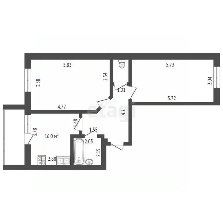 2-к кв. Мордовия, Саранск ул. Кирова, 31 (64.3 м) - Фото 2