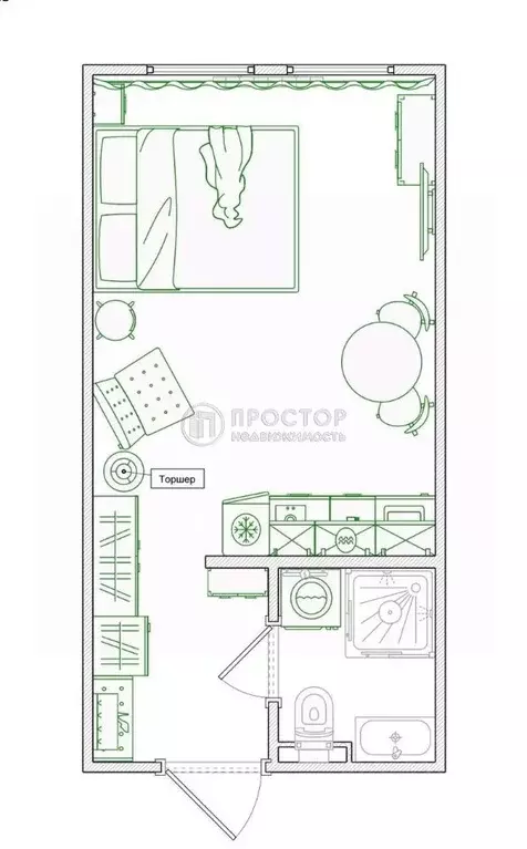 Студия Москва Новоостаповская ул., 20 (23.5 м) - Фото 2