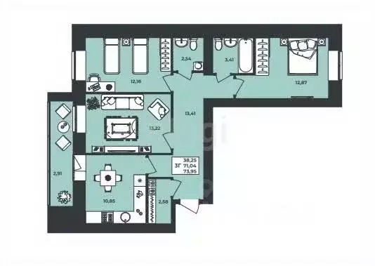 3-к кв. Татарстан, с. Высокая Гора ул. Егорова, 1 (73.95 м) - Фото 1