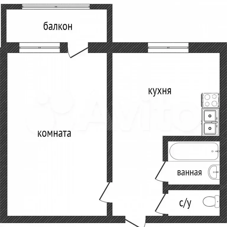 1-к. квартира, 28,3 м, 1/9 эт. - Фото 0