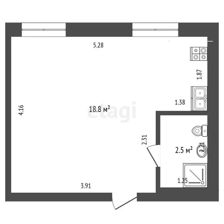 Квартира-студия: Тюмень, улица Мельникайте, 83 (18.4 м) - Фото 1