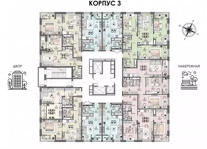 1-к. квартира, 46,6м, 15/23эт. - Фото 1