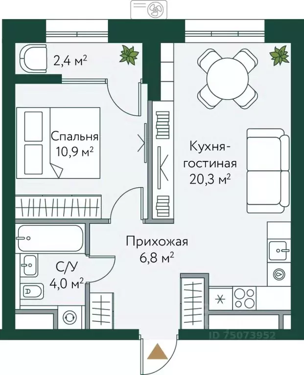 1-к кв. Волгоградская область, Волгоград Новосибирская ул., 74 (44.4 ... - Фото 0