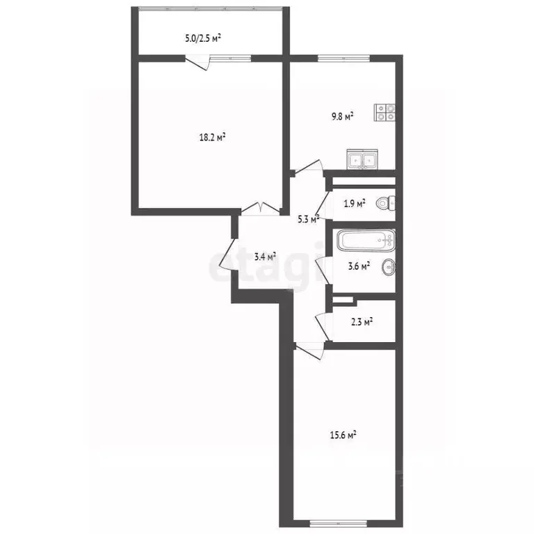 2-к кв. Крым, Симферопольский район, Мирновское с/пос, с. Белоглинка ... - Фото 1