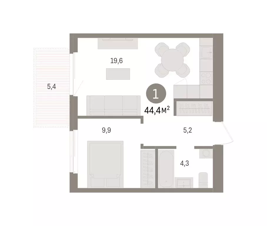 1-комнатная квартира: Новосибирский район, рабочий посёлок Краснообск, ... - Фото 2