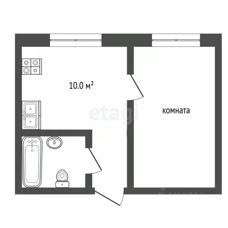 1-к кв. Тюменская область, Тюмень ул. Елизарова, 30 (27.0 м) - Фото 1