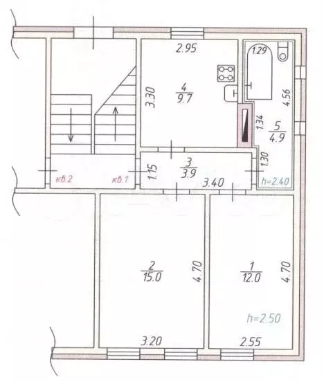 2-к. квартира, 47,1 м, 1/2 эт. - Фото 0