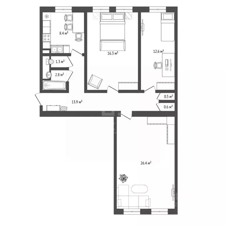 3-к кв. Санкт-Петербург, Санкт-Петербург, Кронштадт Посадская ул., 34 ... - Фото 1