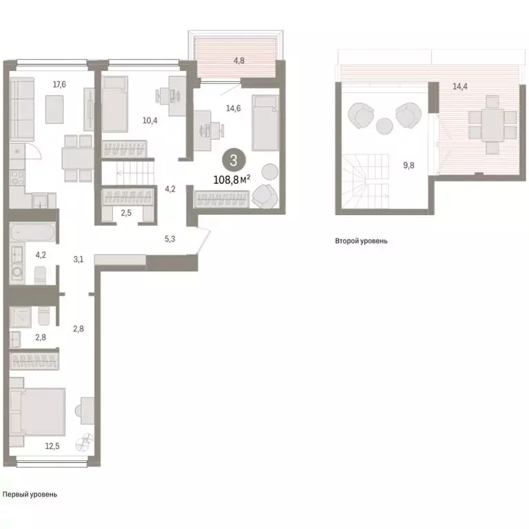 3-комнатная квартира: Тюмень, Мысовская улица, 26к1 (108.78 м) - Фото 1