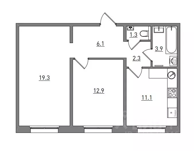 2-к кв. Кировская область, Киров ул. Чистопрудненская, 13А (56.9 м) - Фото 1