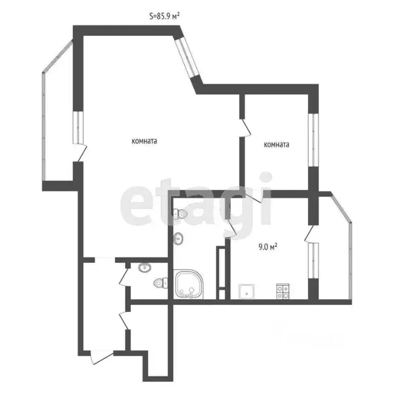 3-к кв. Пермский край, Пермь ул. Крисанова, 73А (85.9 м) - Фото 1