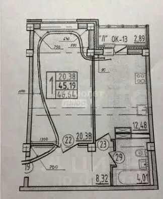 1-к кв. Липецкая область, Липецк ул. Артемова, 3 (46.0 м) - Фото 2