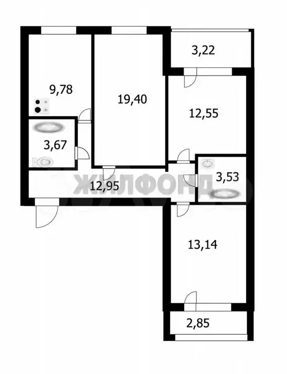 3-к. квартира, 74,1 м, 8/17 эт. - Фото 0
