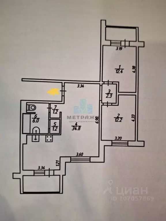 3-к кв. Калужская область, Калуга ул. Фомушина, 31 (70.0 м) - Фото 2