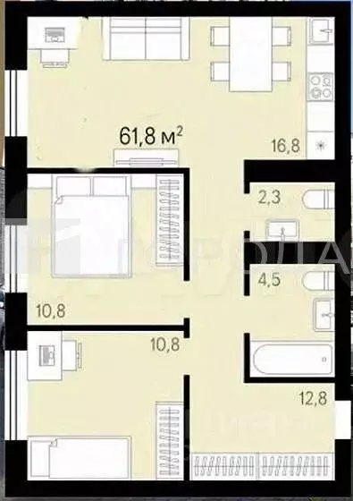 2-к кв. Новосибирская область, Новосибирск ул. Владимира Заровного, 38 ... - Фото 1