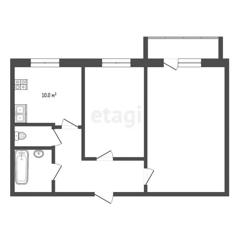 2-комнатная квартира: Тюмень, улица Мельникайте, 130 (50.3 м) - Фото 1