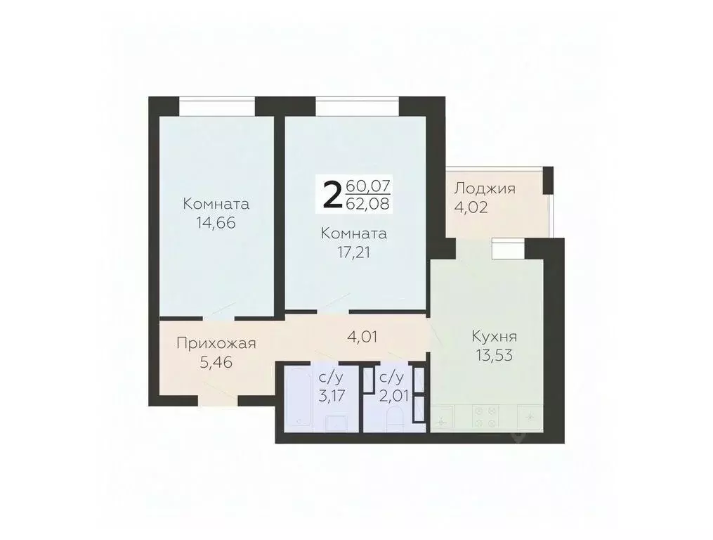2-к кв. Орловская область, Орел ул. Панчука, 83Б (62.08 м) - Фото 0