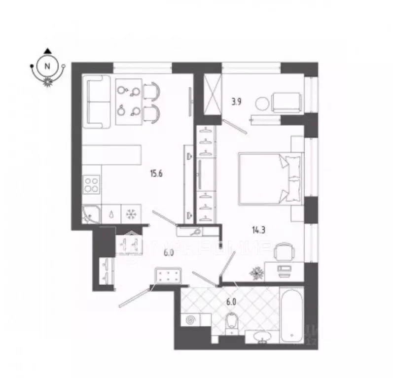1-к кв. Санкт-Петербург бул. Измайловский, 9 (42.0 м) - Фото 1