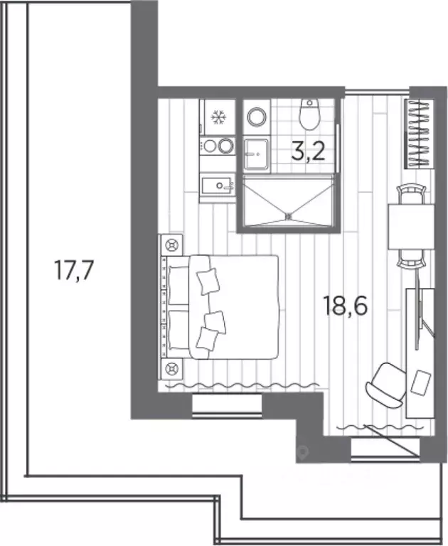 Студия Санкт-Петербург просп. Стачек, 62Е (39.5 м) - Фото 0