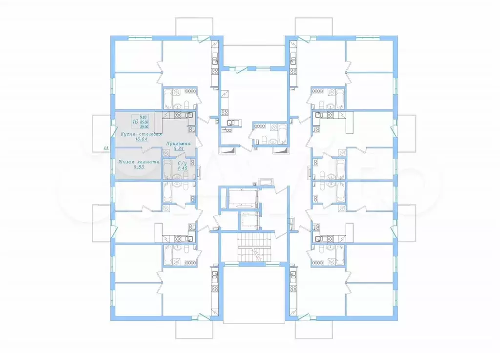 1-к. квартира, 40 м, 6/16 эт. - Фото 1